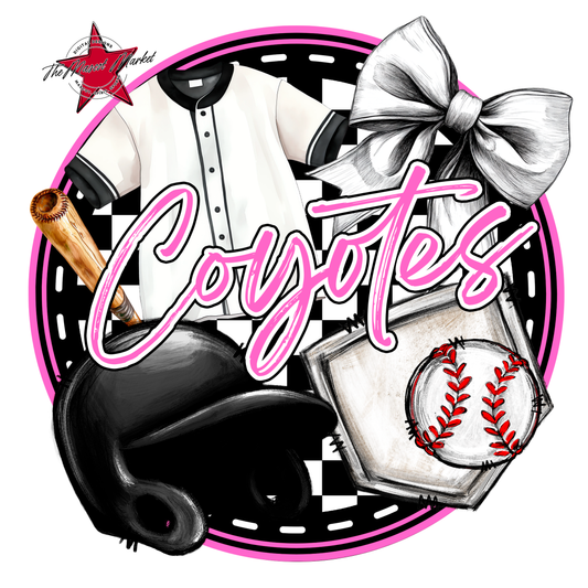 Coyotes Circle Baseball Design-Baby Pink