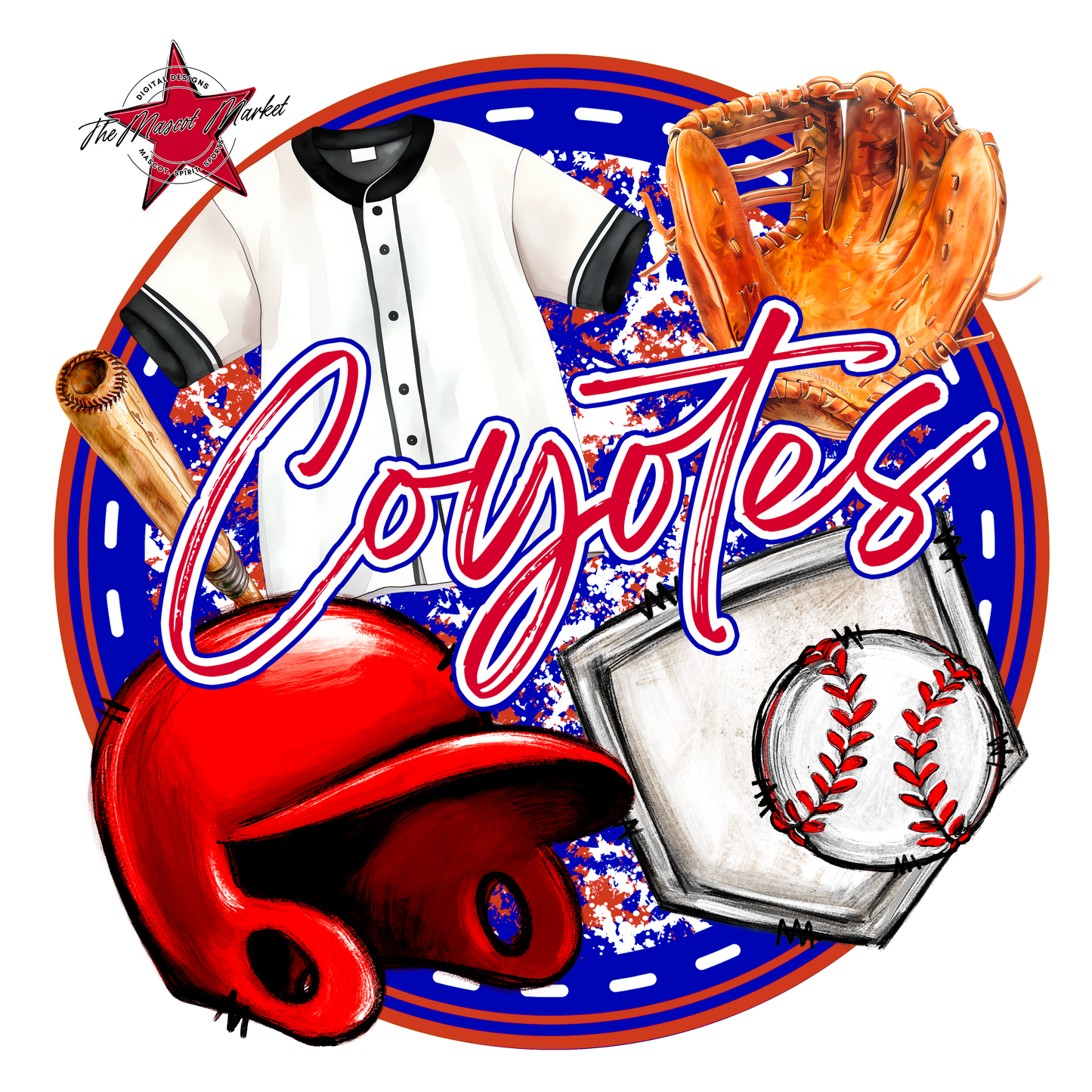 Coyotes Circle Baseball Design-Blue-Red