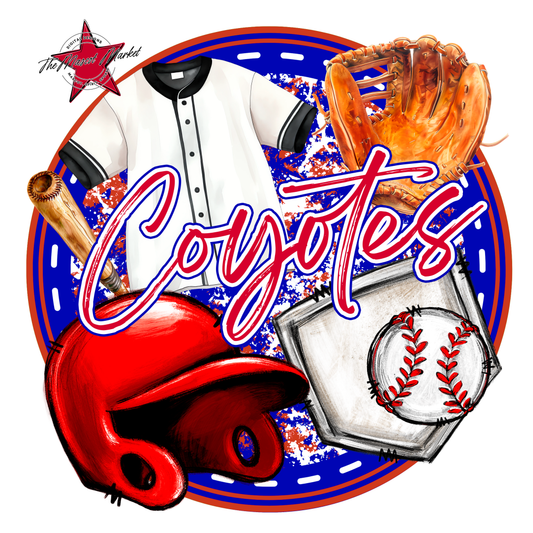 Coyotes Circle Baseball Design-Blue-Red