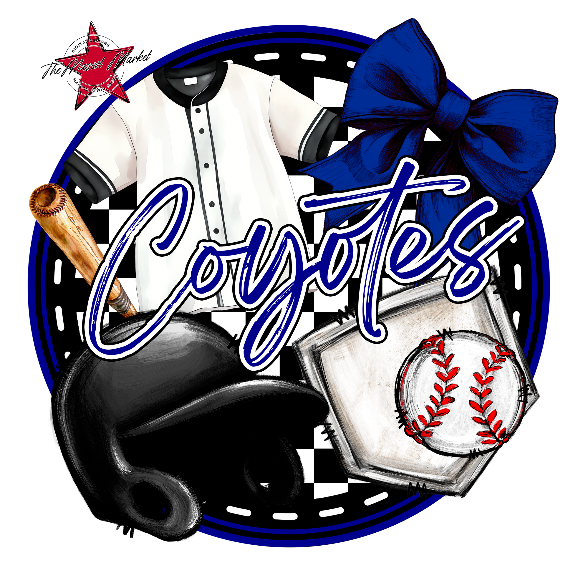 Coyotes Circle Baseball Design-Blue