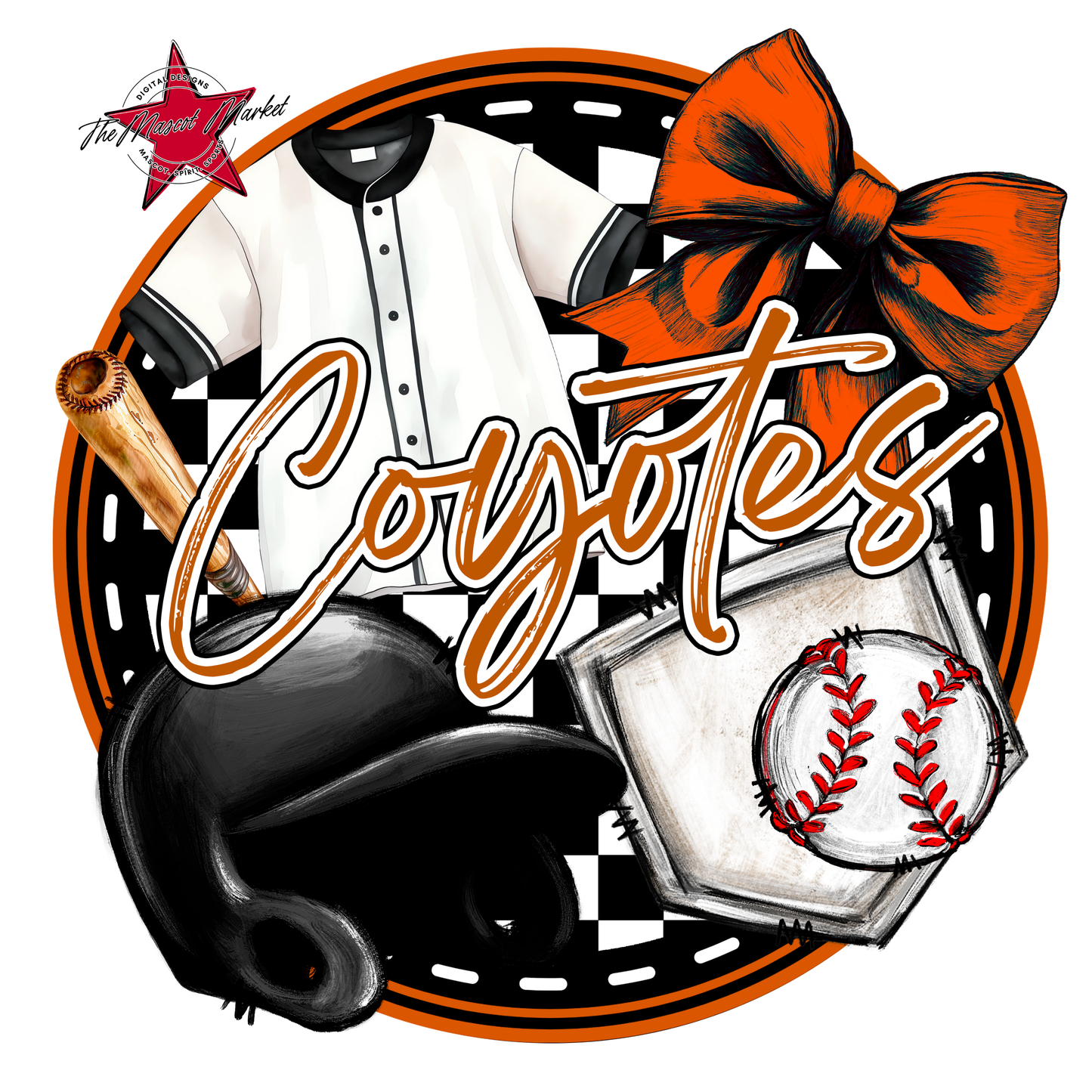 Coyotes Circle Baseball Design-Burnt Orange