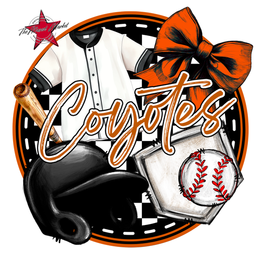 Coyotes Circle Baseball Design-Burnt Orange