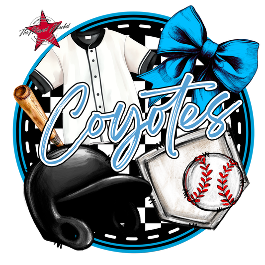 Coyotes Circle Baseball Design-Carolina Blue