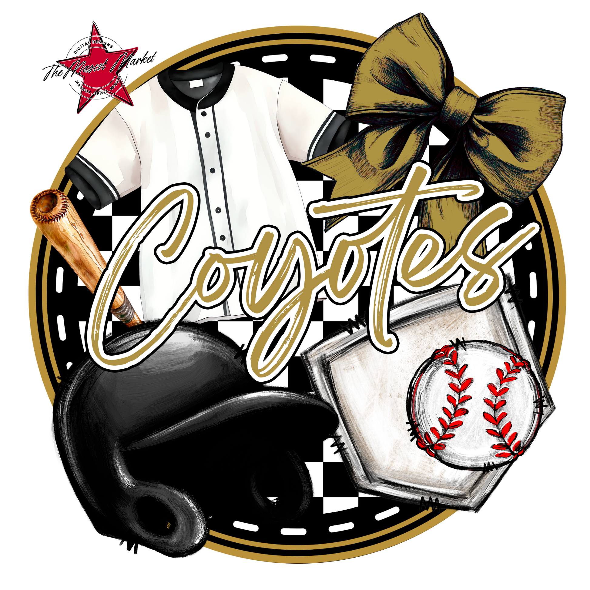 Coyotes Circle Baseball Design-Gold