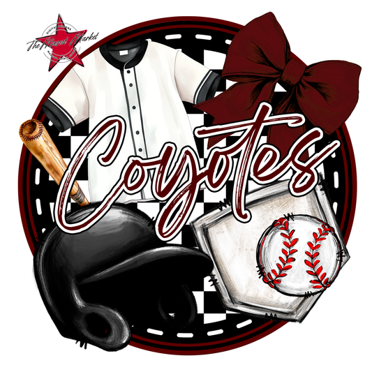Coyotes Circle Baseball Design-Maroon