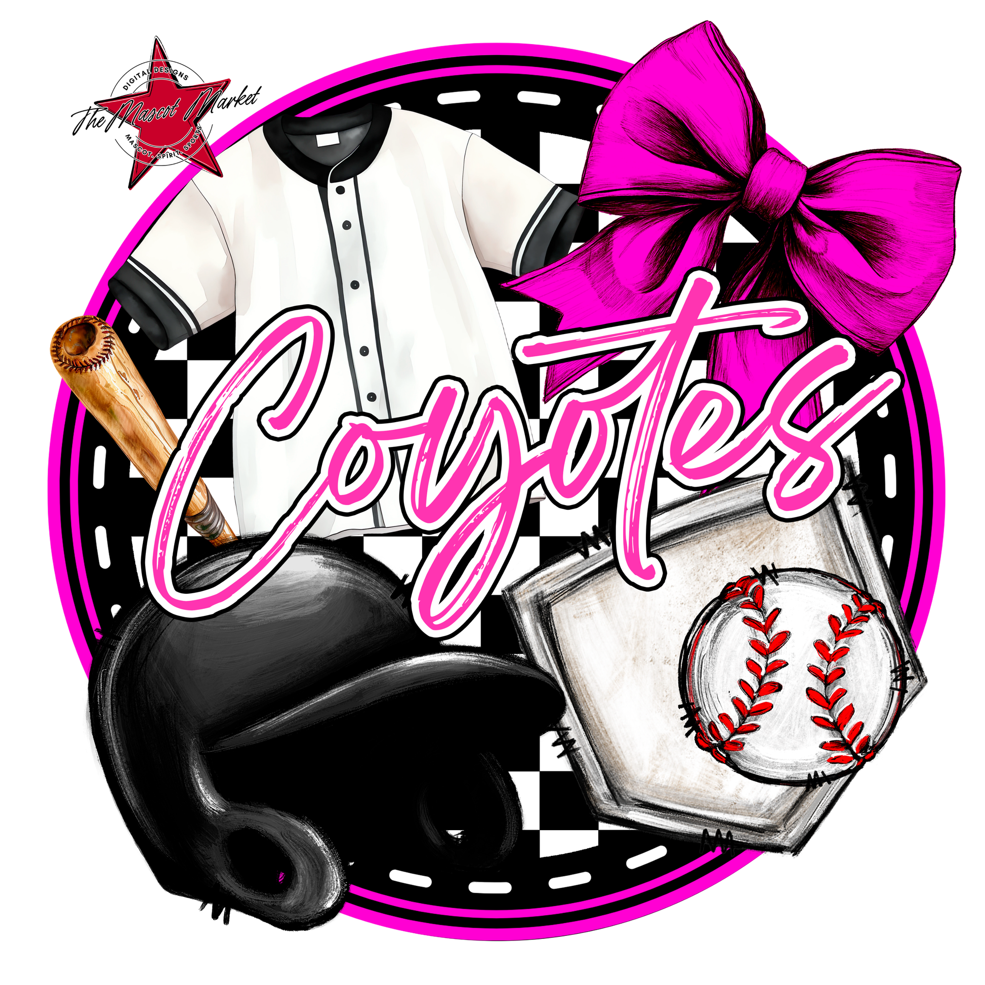 Coyotes Circle Baseball Design-Pink