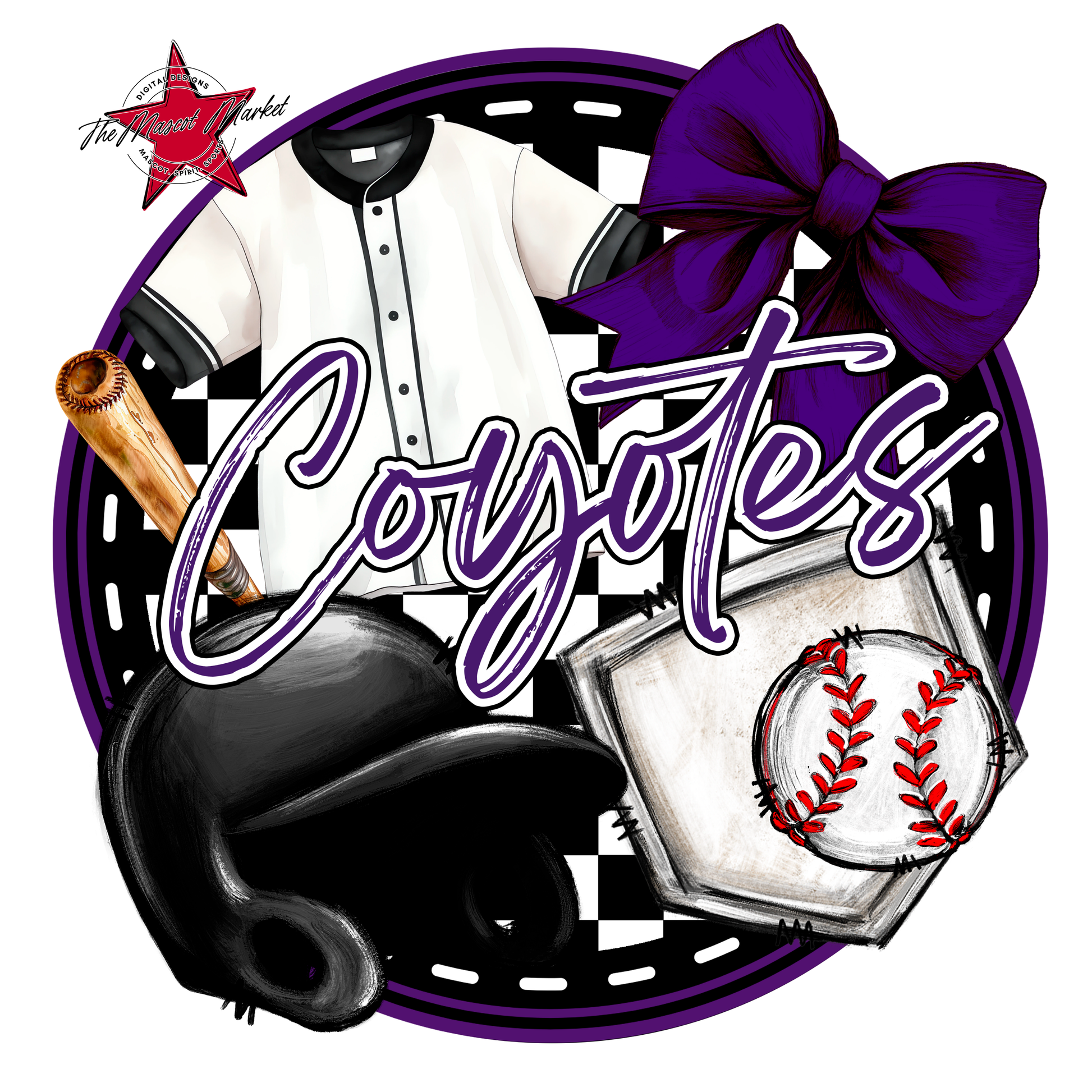 Coyotes Circle Baseball Design-Purple