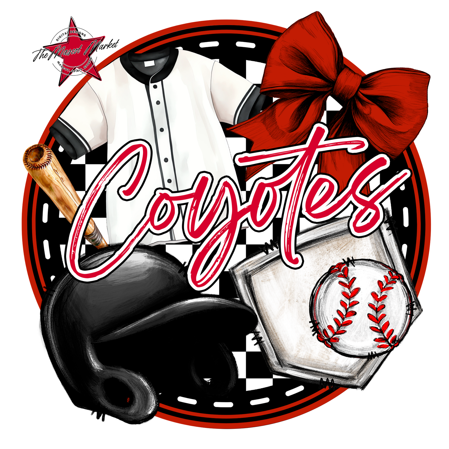 Coyotes Circle Baseball Design-Red