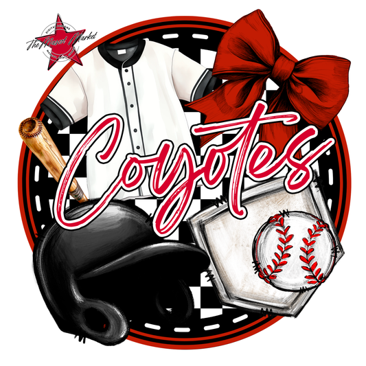 Coyotes Circle Baseball Design-Red