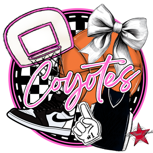 Coyotes Circle Basketball Design-Baby Pink