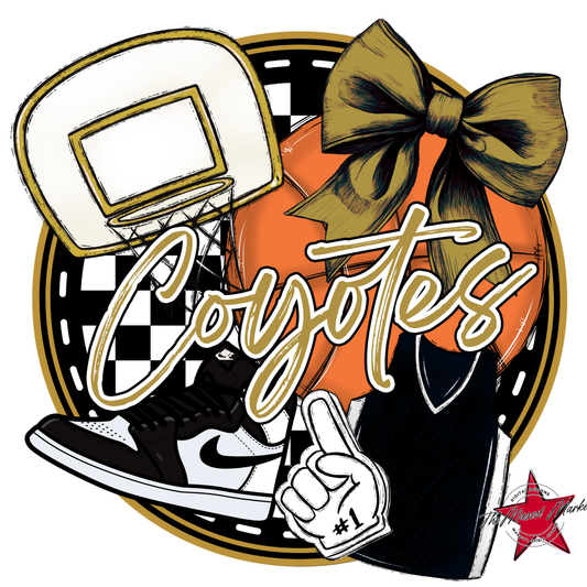Coyotes Circle Basketball Design-Gold