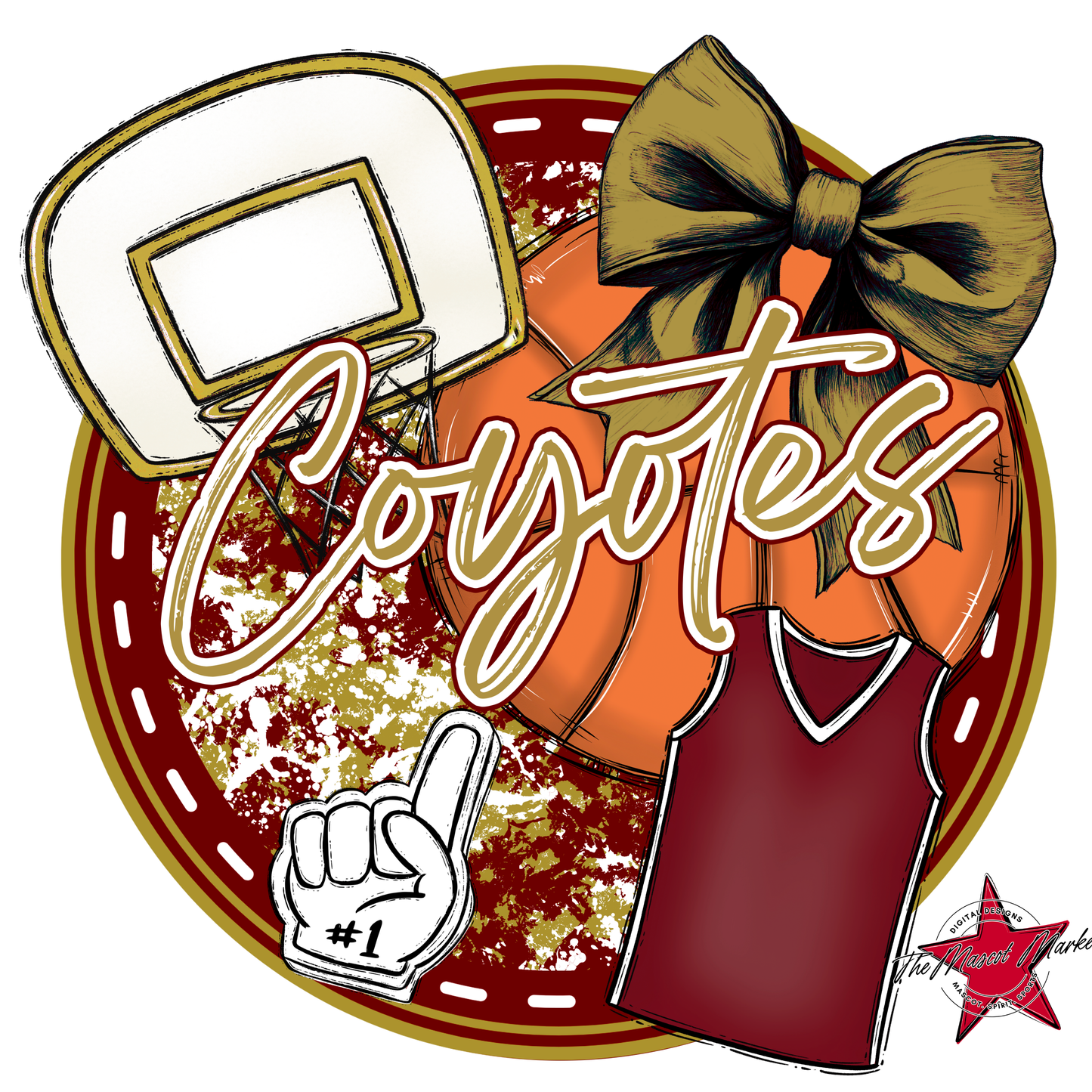 Coyotes Circle Basketball Design-Maroon