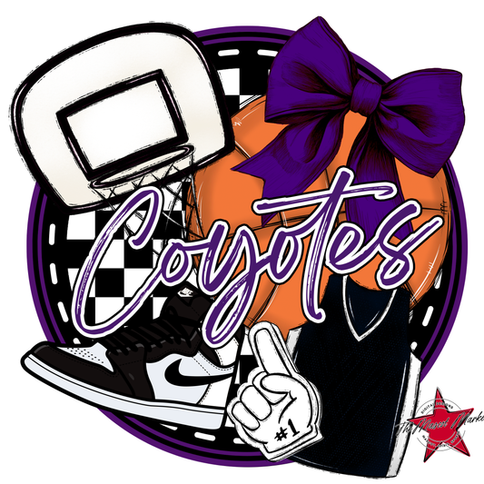 Coyotes Circle Basketball Design-Purple