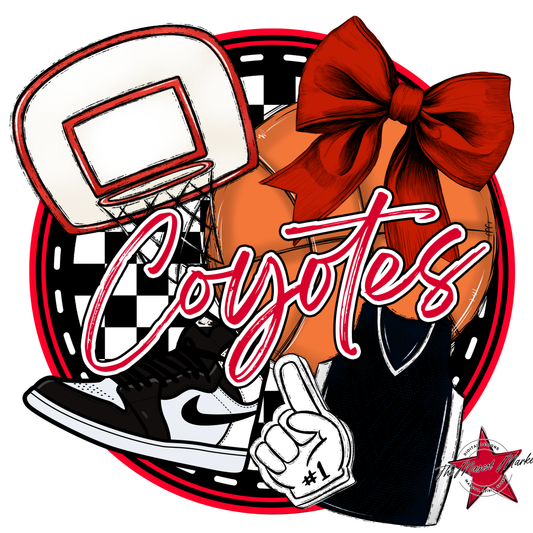 Coyotes Circle Basketball Design-Red