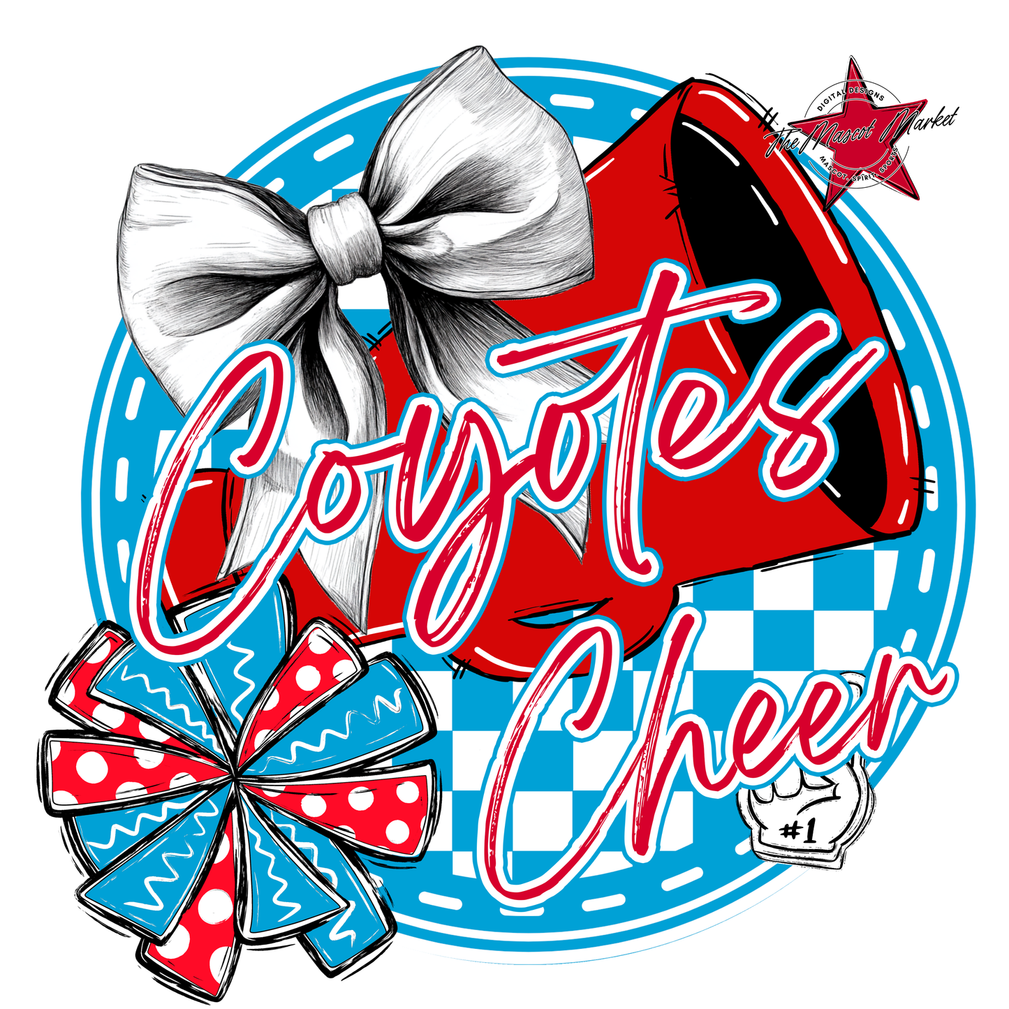 Coyotes Circle Cheer Design-Carolina Blue-Red
