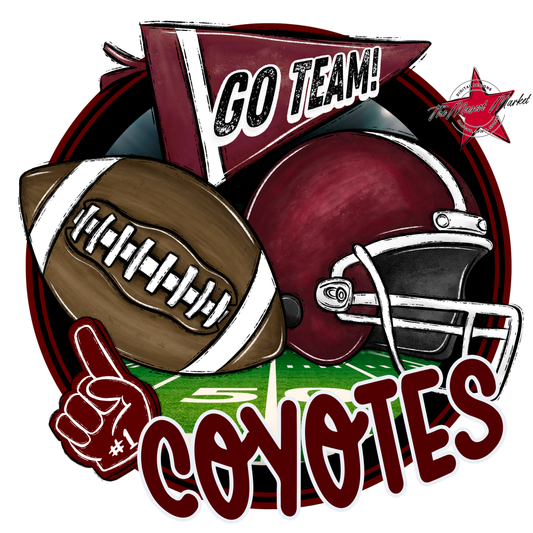 Coyotes Circle Football Design-Maroon