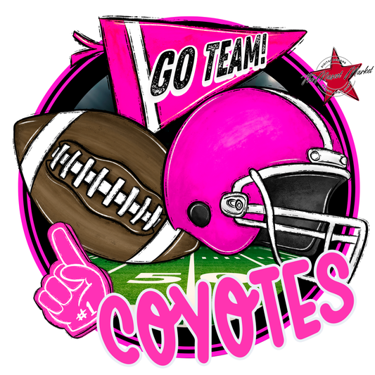 Coyotes Circle Football Design-Pink