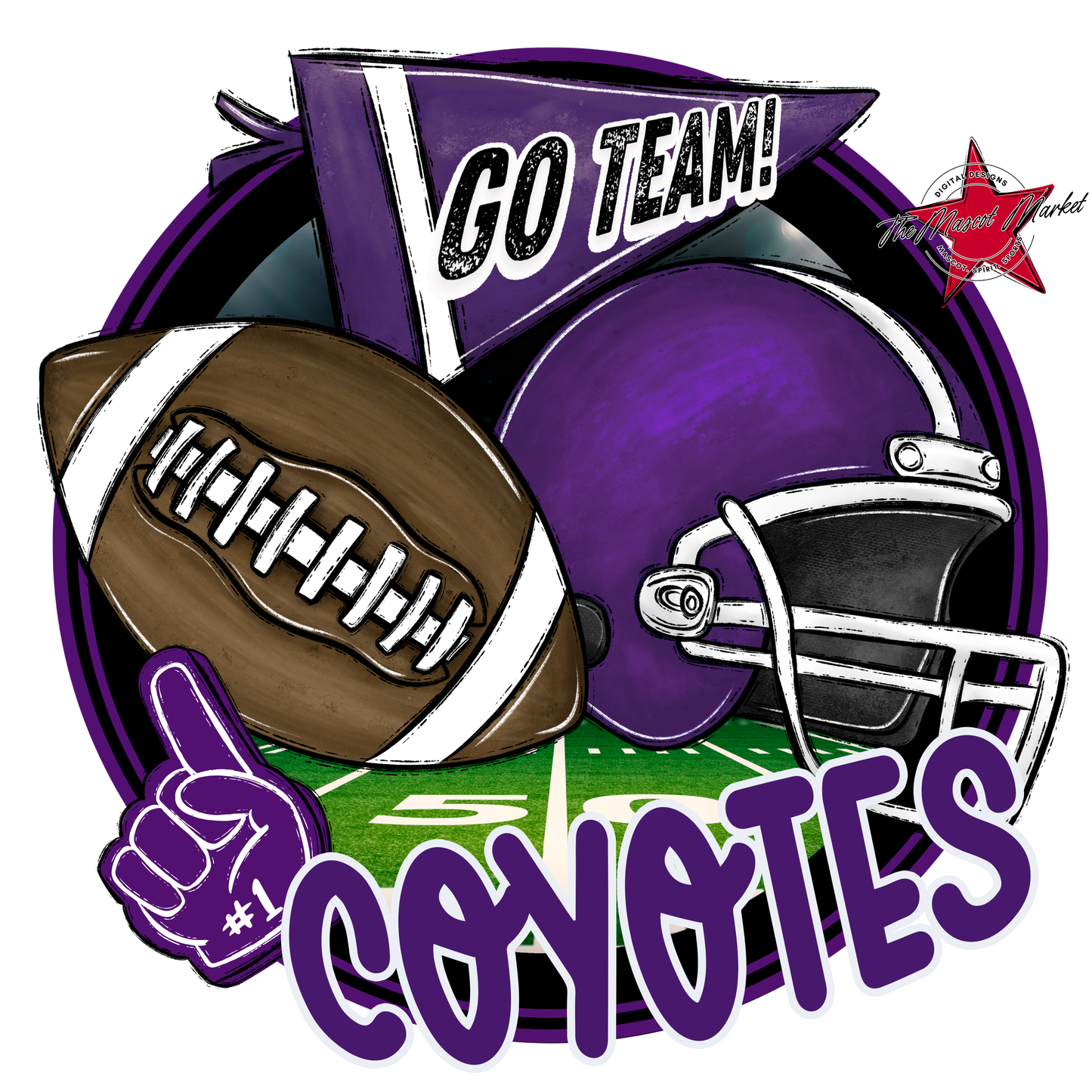 Coyotes Circle Football Design-Purple