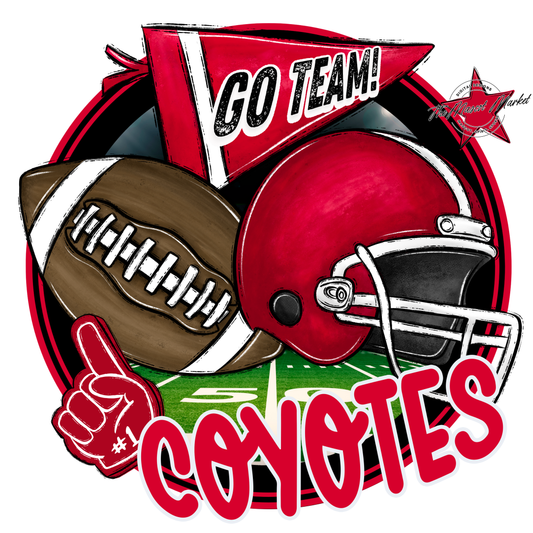 Coyotes Circle Football Design-Red