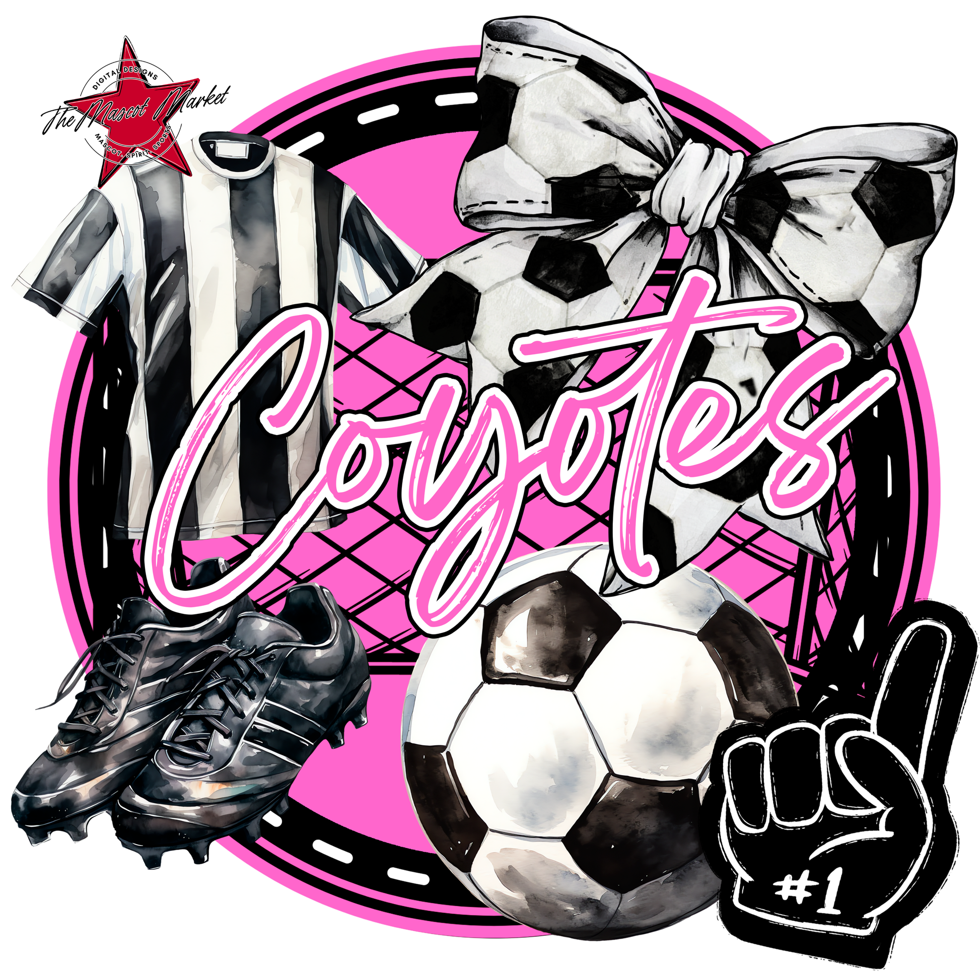 Coyotes Circle Soccer Design-Baby Pink