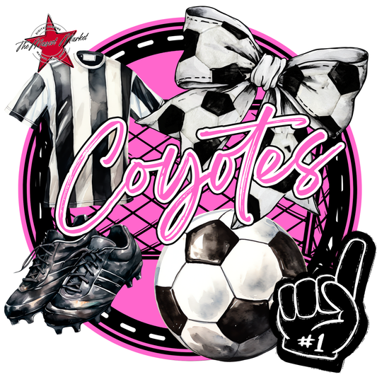 Coyotes Circle Soccer Design-Baby Pink