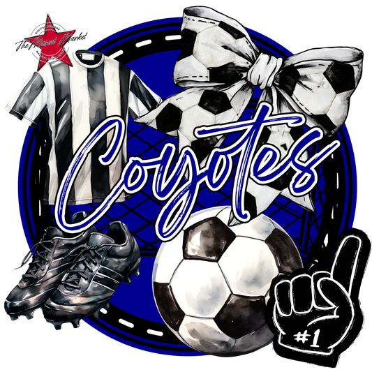 Coyotes Circle Soccer Design-Blue