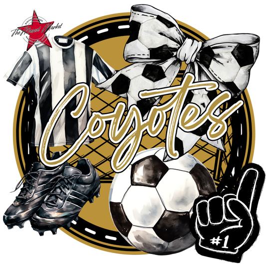 Coyotes Circle Soccer Design-Gold