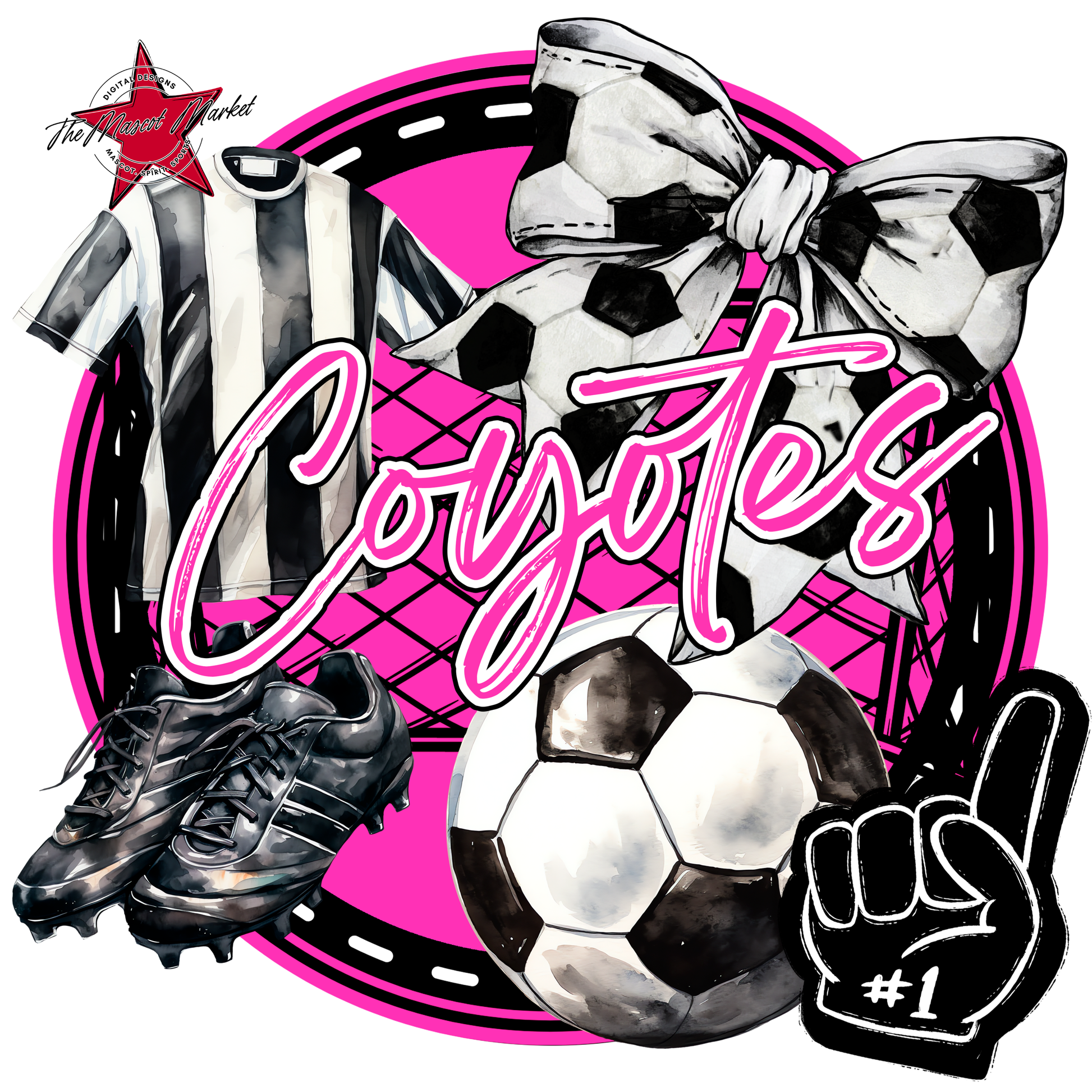 Coyotes Circle Soccer Design-Pink