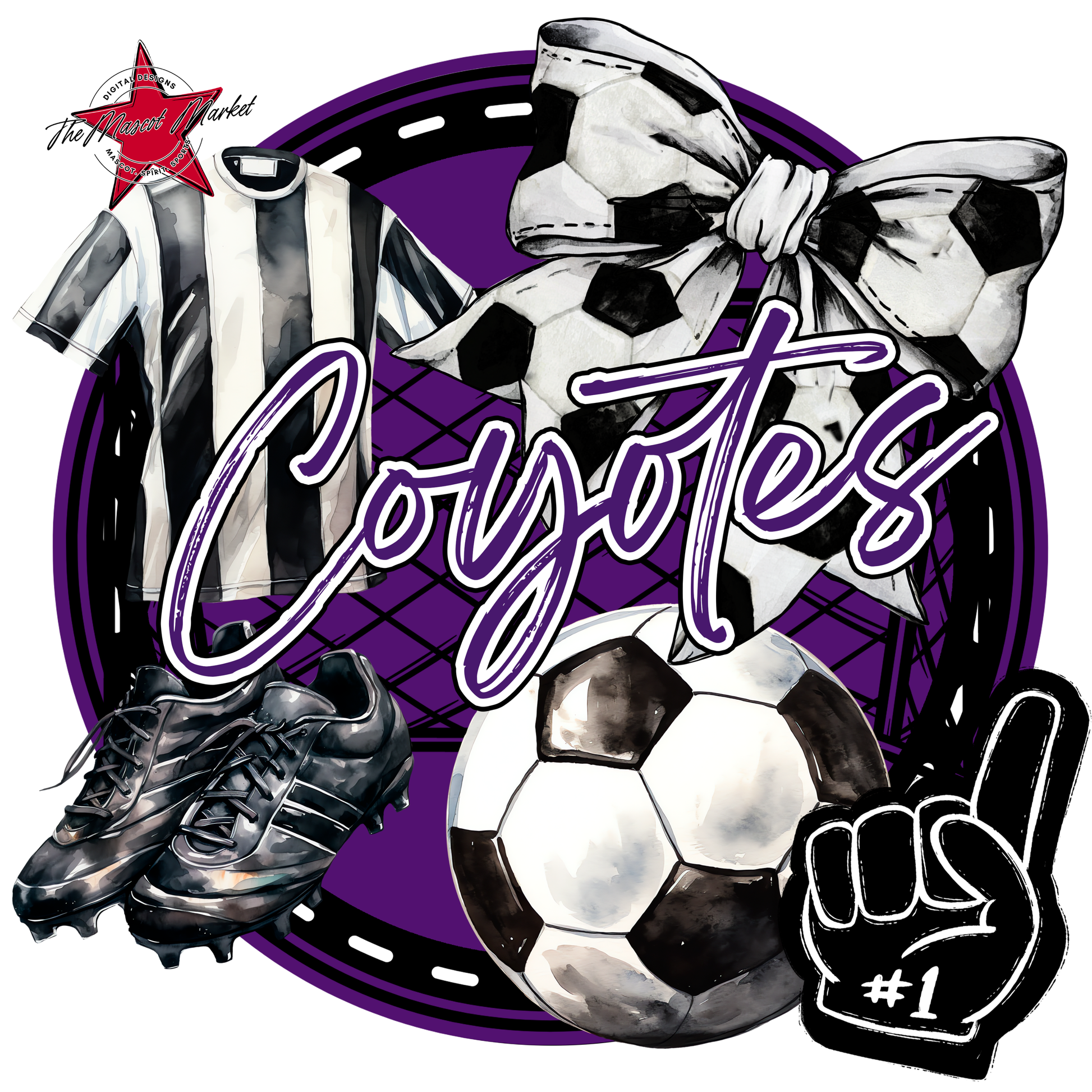 Coyotes Circle Soccer Design-Purple