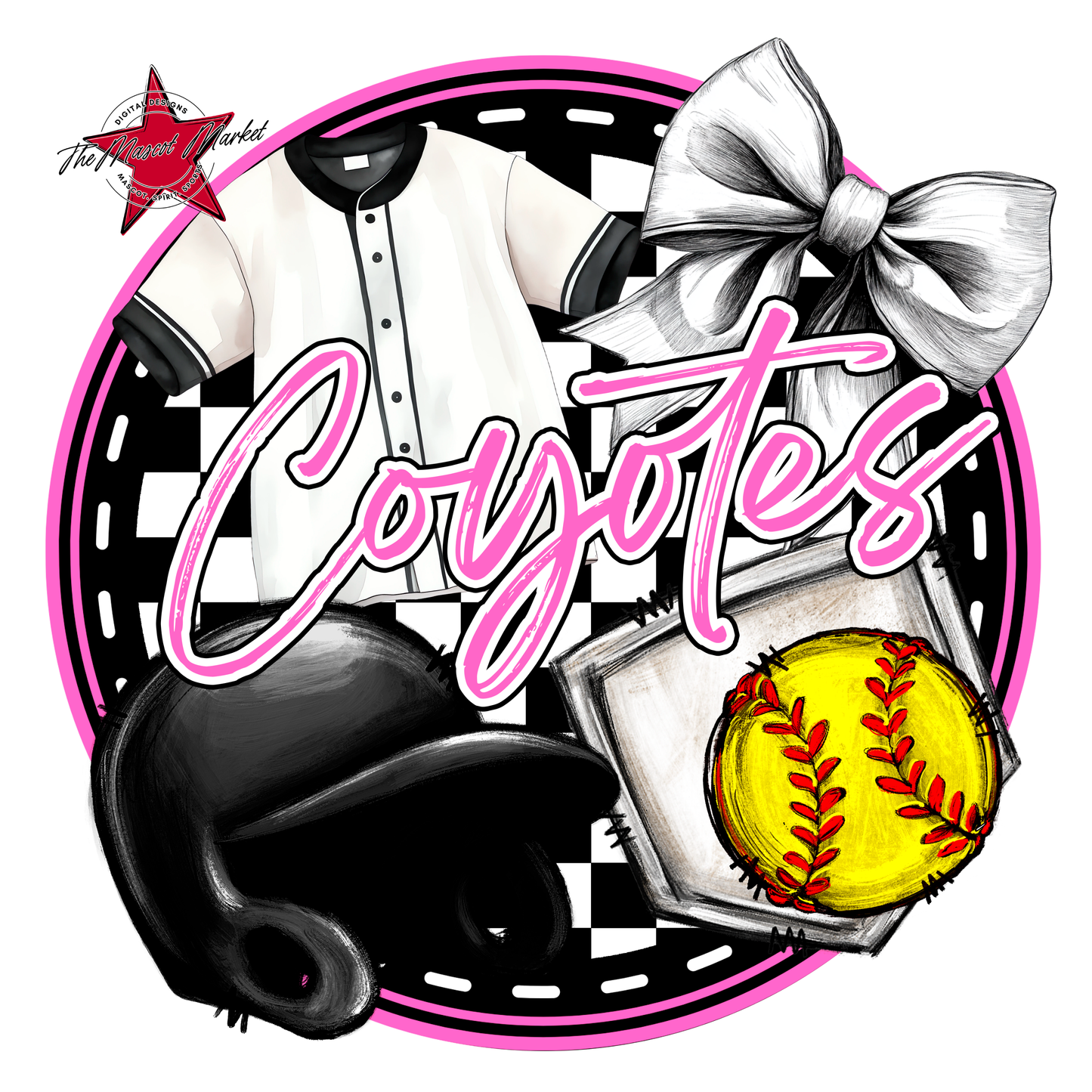 Coyotes Circle Softball Design-Baby Pink
