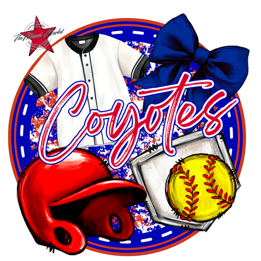 Coyotes Circle Softball Design-Blue-Red