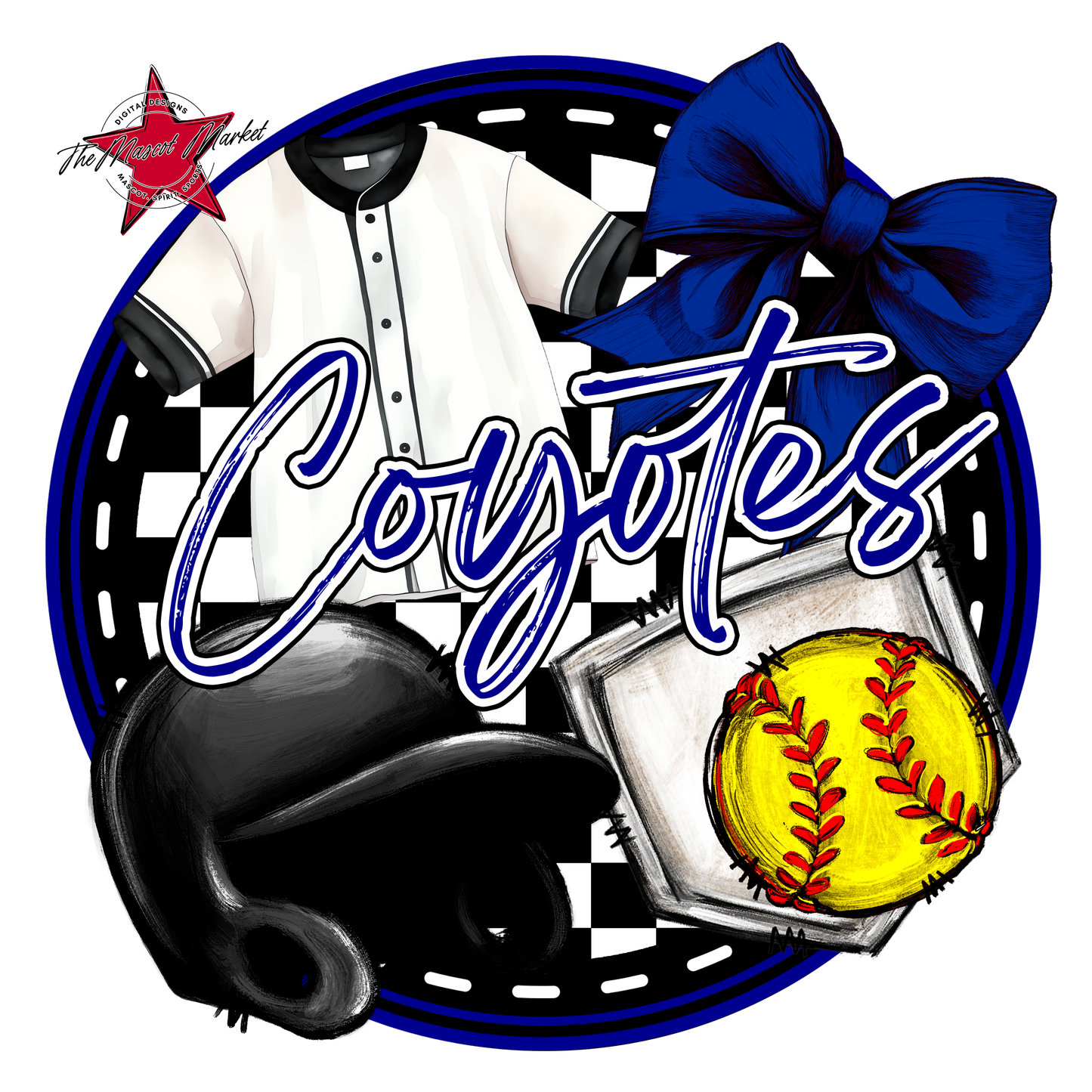 Coyotes Circle Softball Design-Blue