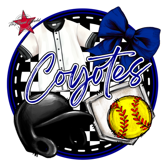 Coyotes Circle Softball Design-Blue
