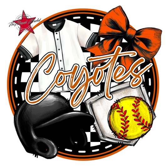 Coyotes Circle Softball Design-Burnt Orange