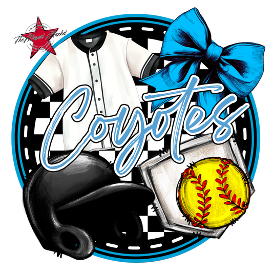 Coyotes Circle Softball Design-Carolina Blue