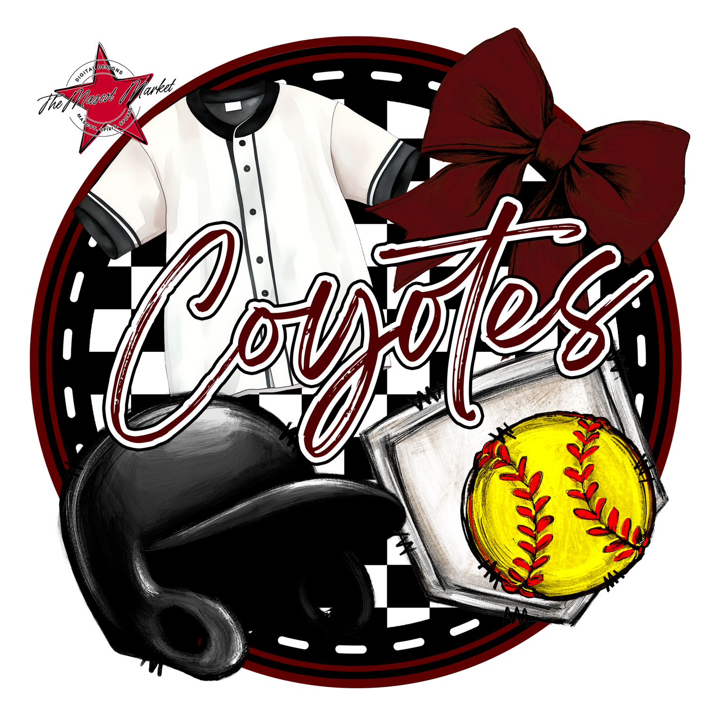 Coyotes Circle Softball Design-Maroon