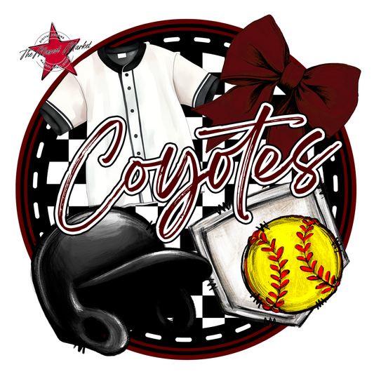 Coyotes Circle Softball Design-Maroon