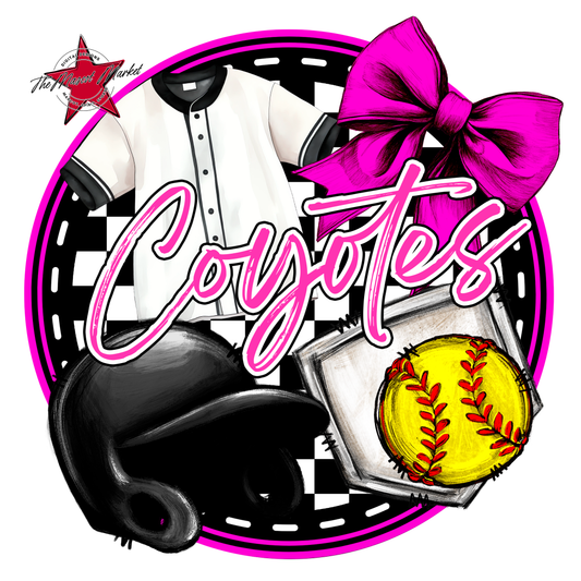 Coyotes Circle Softball Design-Pink