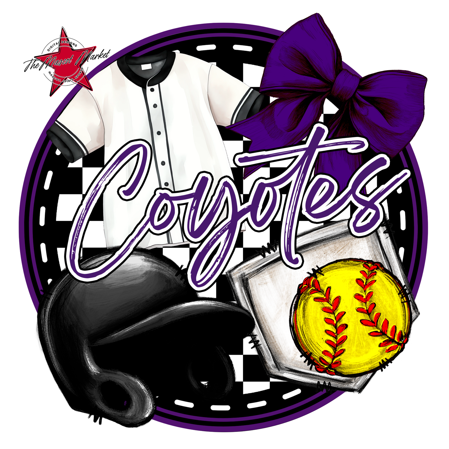 Coyotes Circle Softball Design-Purple