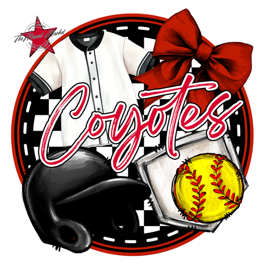 Coyotes Circle Softball Design-Red