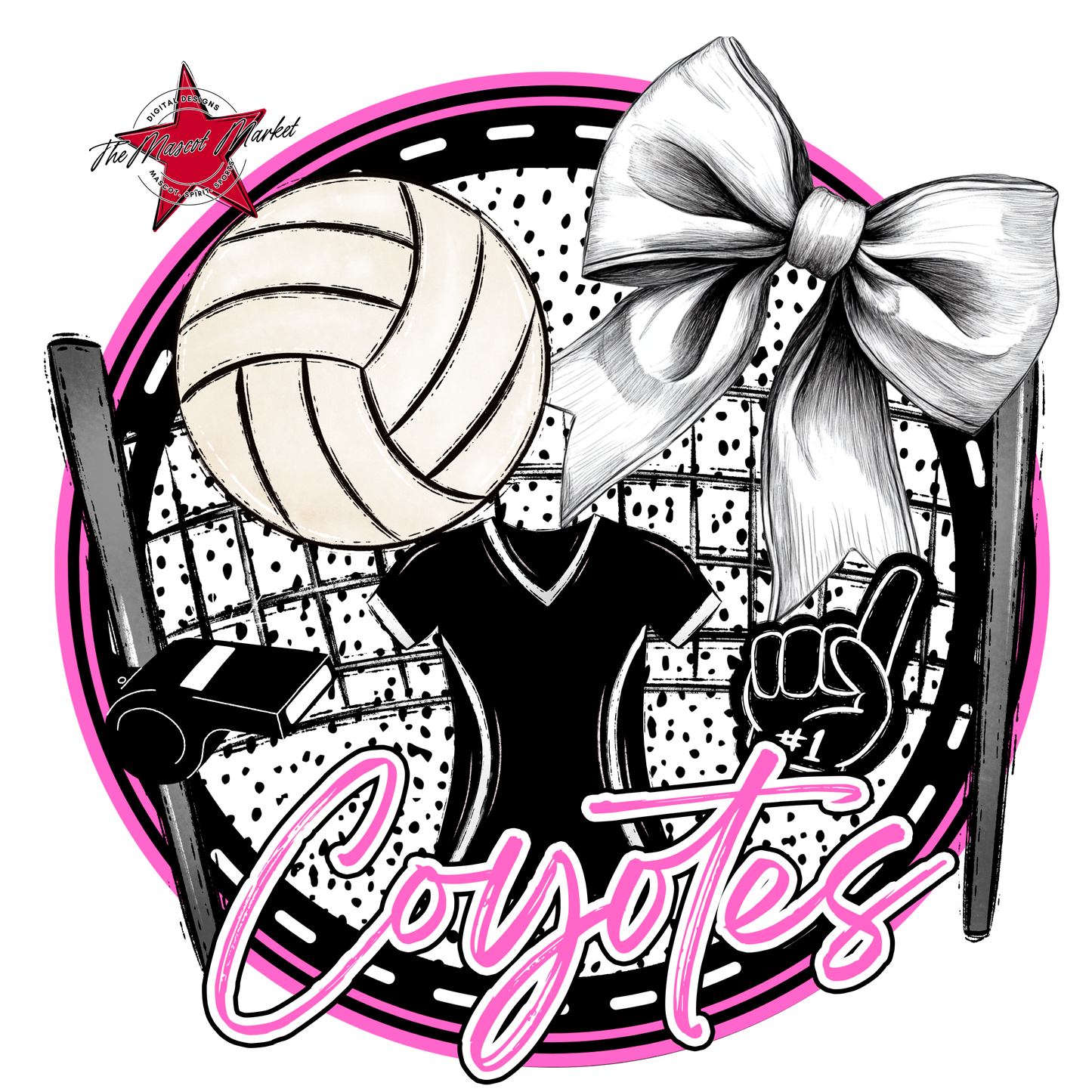 Coyotes Circle Volleyball Design-Baby Pink