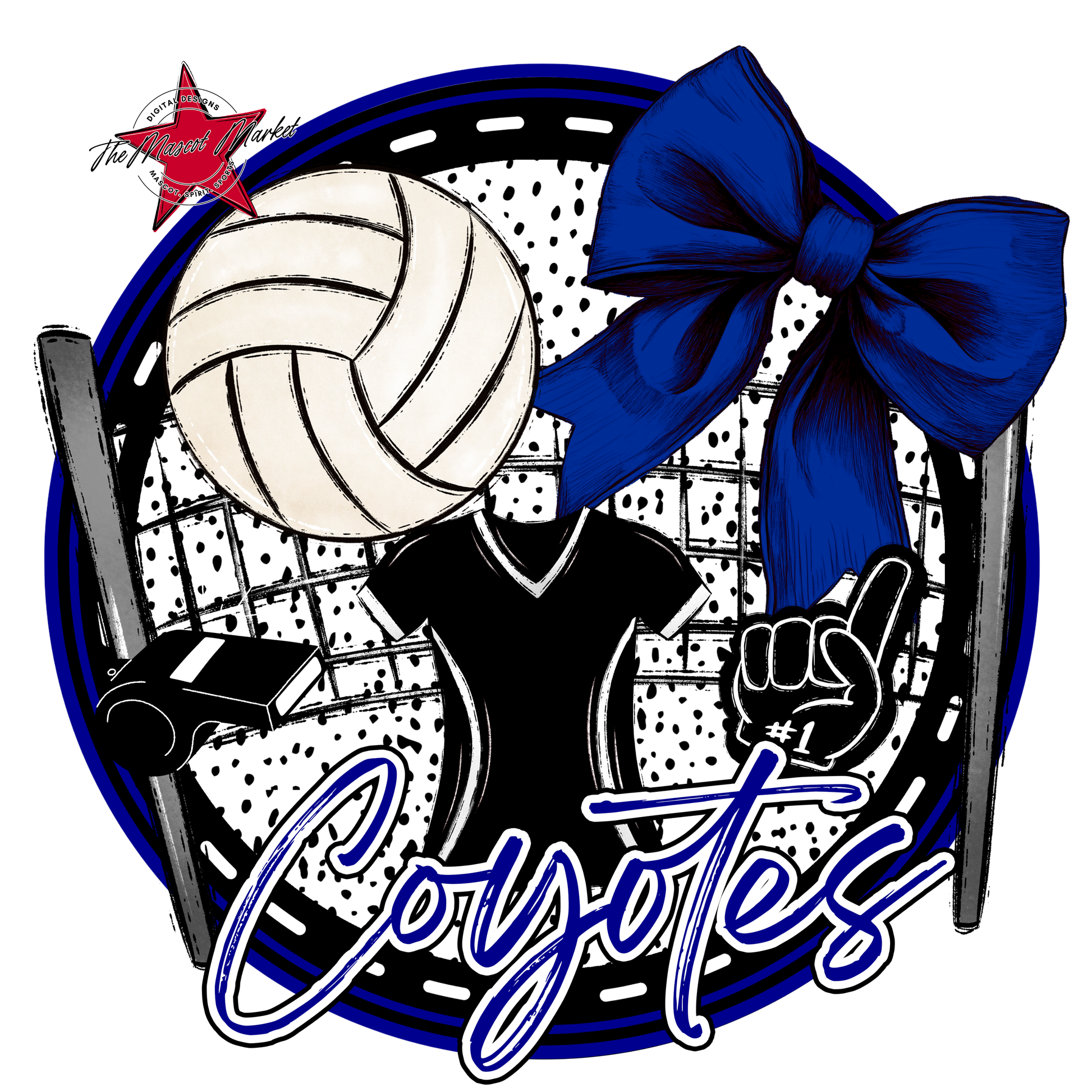 Coyotes Circle Volleyball Design-Blue