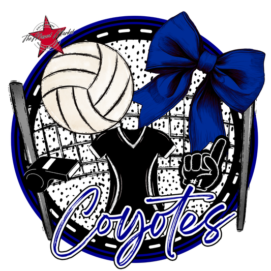 Coyotes Circle Volleyball Design-Blue