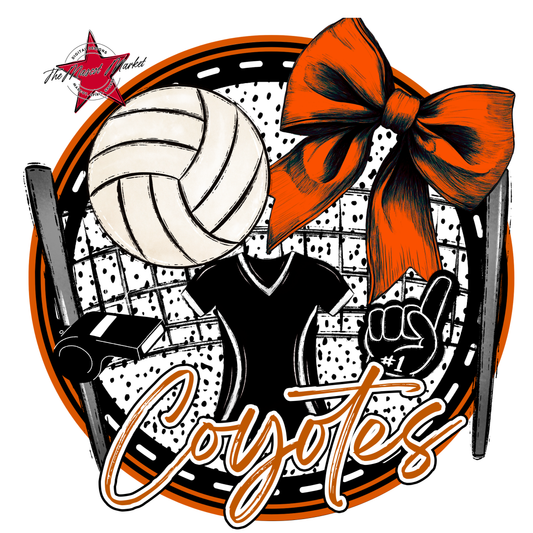 Coyotes Circle Volleyball Design-Burnt Orange