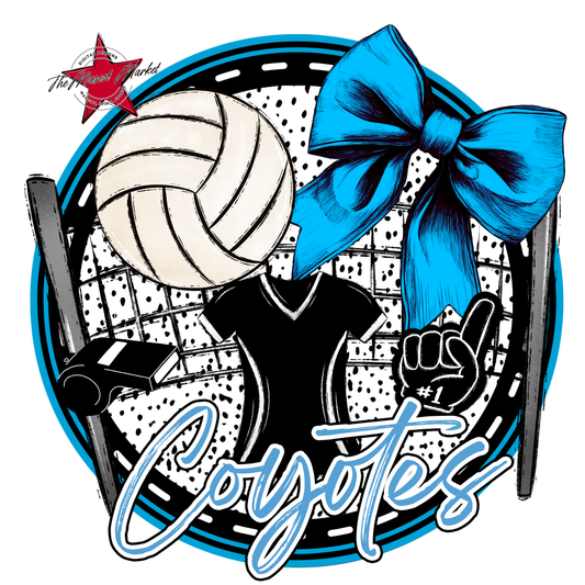 Coyotes Circle Volleyball Design-Carolina Blue