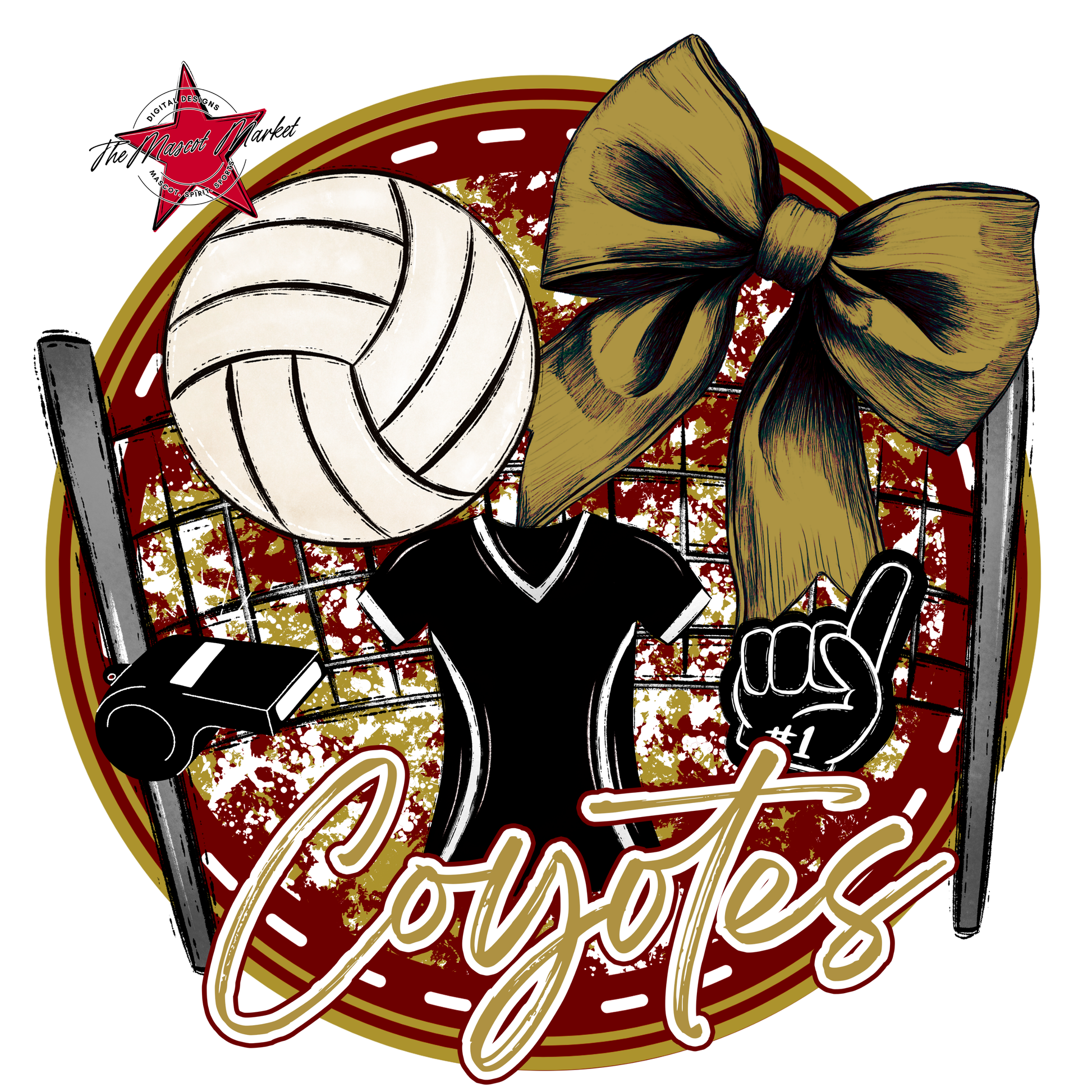 Coyotes Circle Volleyball Design-Maroon