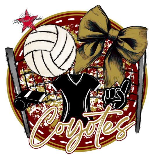 Coyotes Circle Volleyball Design-Maroon
