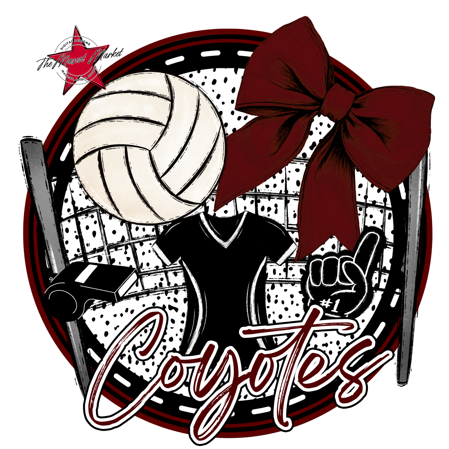 Coyotes Circle Volleyball Design-Maroon