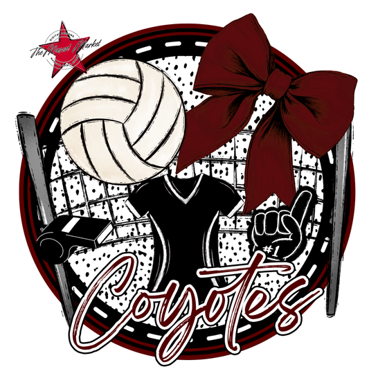 Coyotes Circle Volleyball Design-Maroon