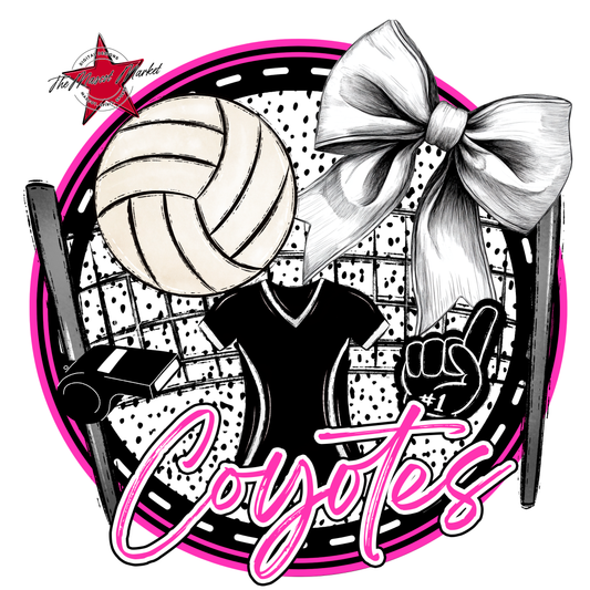 Coyotes Circle Volleyball Design-Pink